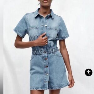 Zara Denim Button-Up Dress Size S